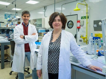 Mariano Higes Pascual y Raquel Martín Hernández, doctores en Veterinaria, los dos investigadores que encabezan el equipo del Centro Apícola de Marchamalo