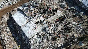 Imagen aérea que muestra la devastación tras el terremoto en Turquía