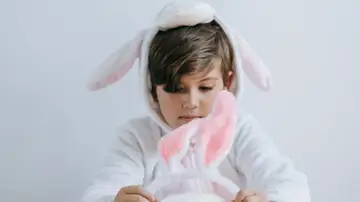 Un niño disfrazado de conejo Un niño disfrazado de conejo