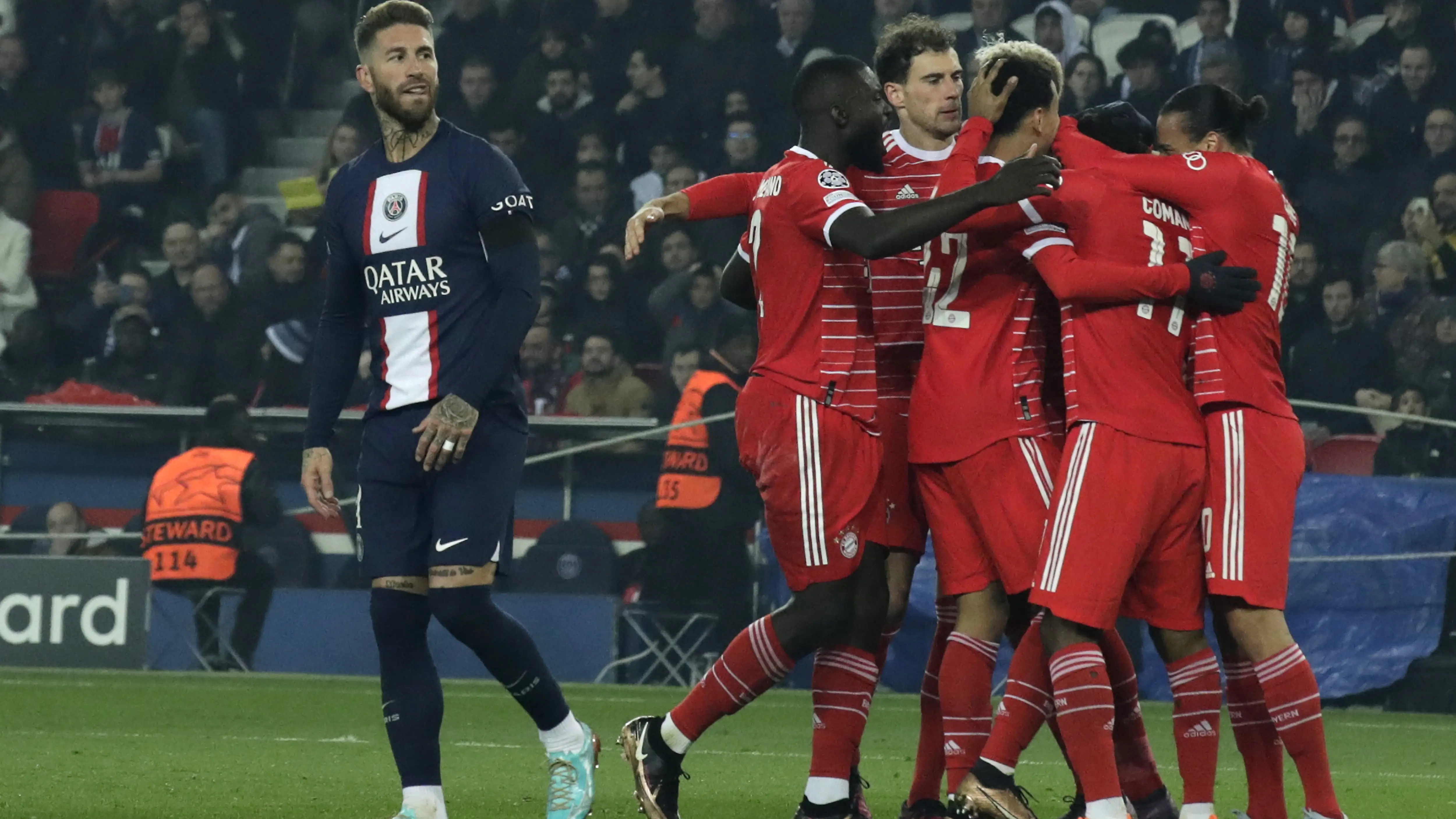 Los jugadores del Bayern celebran el gol de Coman en el Parque de los Príncipes Los jugadores del Bayern celebran el gol de Coman en el Parque de los Príncipes