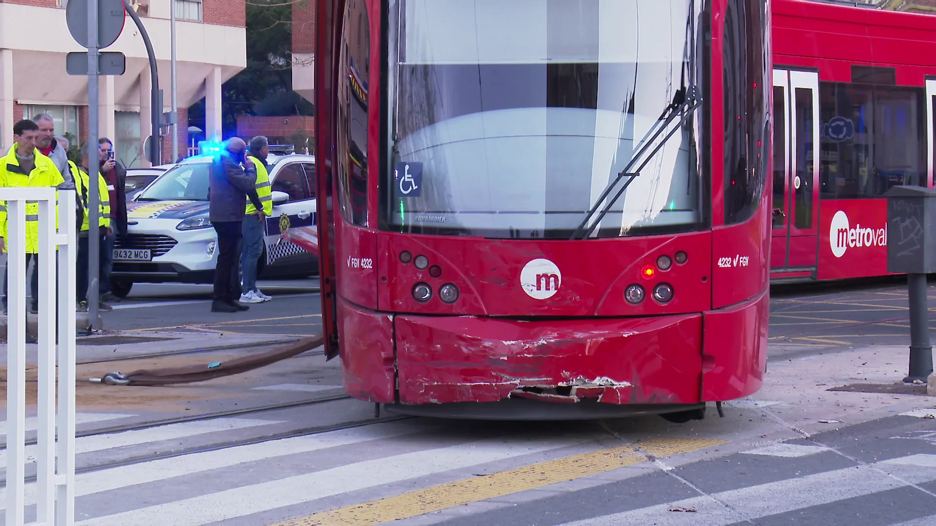 El tranv&iacute;a de Valencia tras el accidente