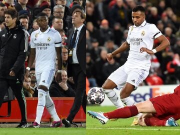 Alaba y Rodrygo se lesionaron en el partido ante el Liverpool en Anfield