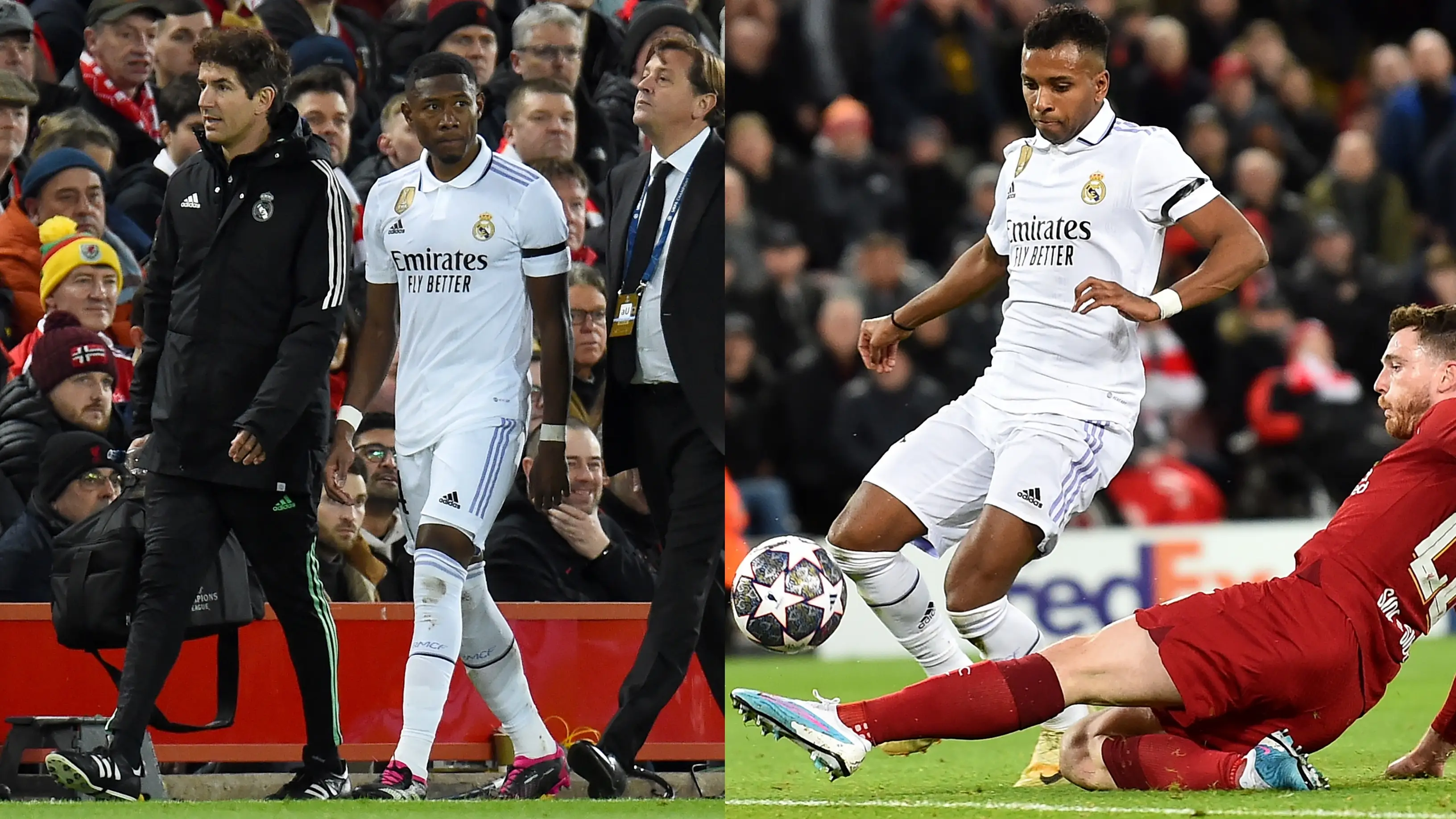 Alaba y Rodrygo se lesionaron en el partido ante el Liverpool en Anfield Alaba y Rodrygo se lesionaron en el partido ante el Liverpool en Anfield