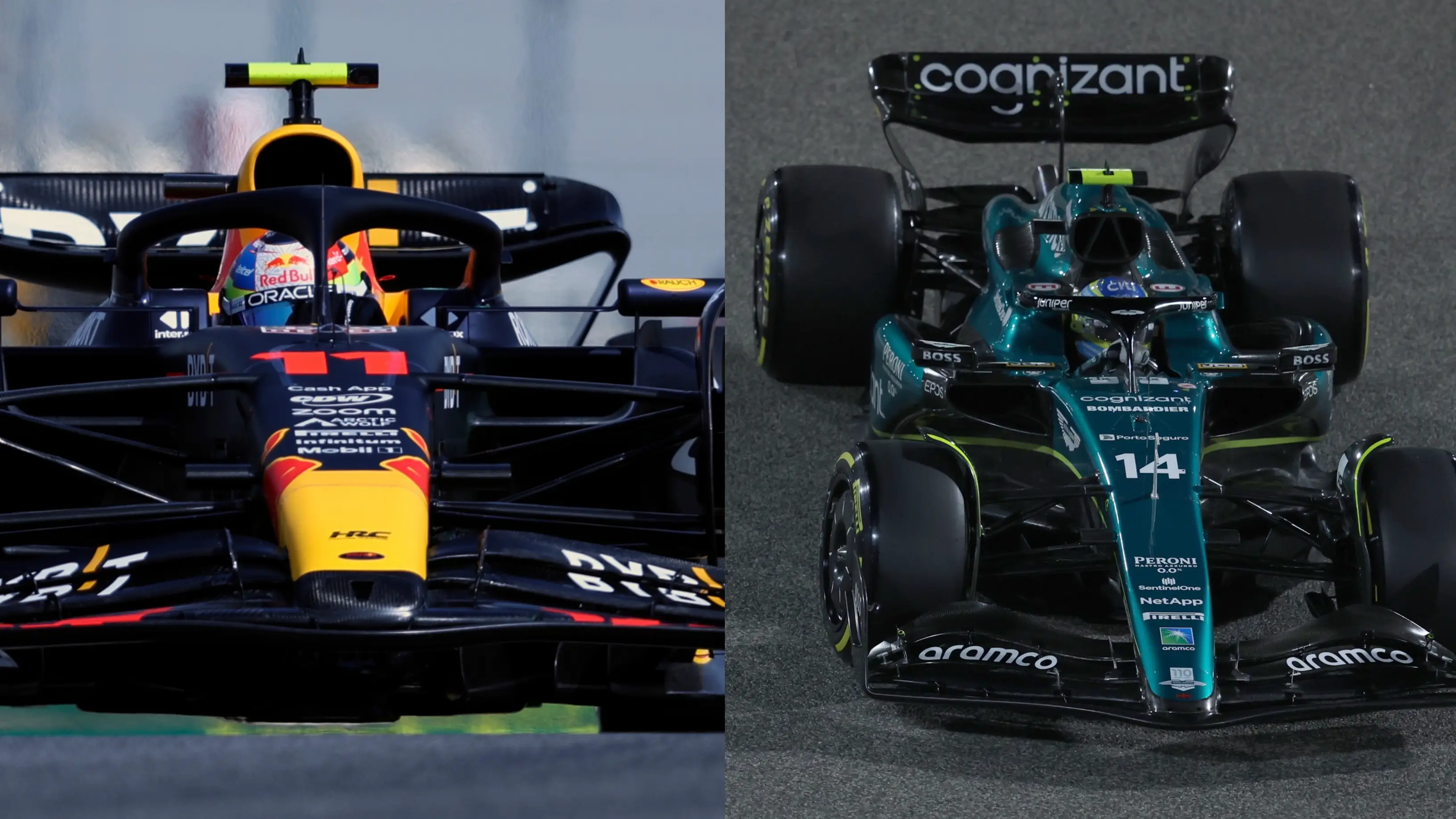 Checo Pérez y Fernando Alonso en el tercer día de los test de Bahréin Checo Pérez y Fernando Alonso en el tercer día de los test de Bahréin