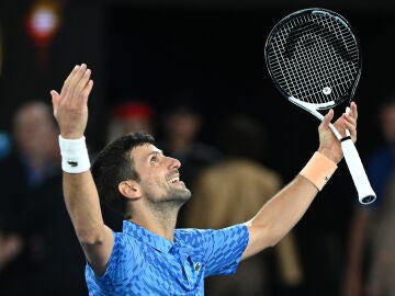 Novak Djokovic celebra un punto en el último Open de Australia