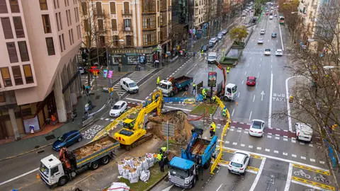 Socavón en el centro de Palma de Mallorca Socavón en el centro de Palma de Mallorca