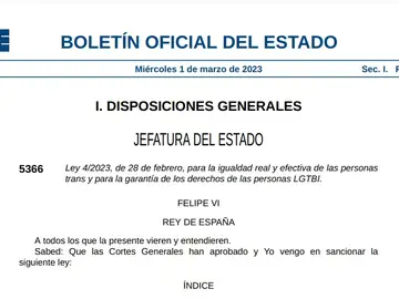 El BOE publica la ley trans El BOE publica la ley trans
