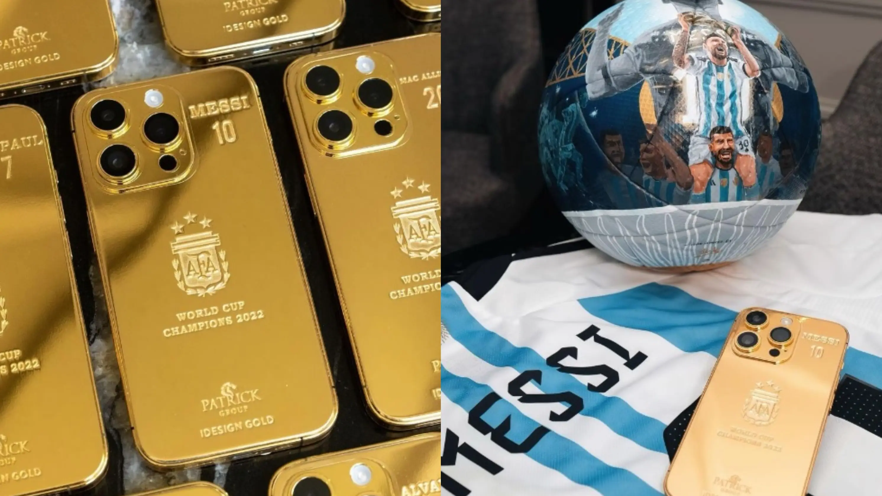 Los iphone 14 con fundas bañadas en oro que Messi ha regalado a sus compañeros Los iphone 14 con fundas bañadas en oro que Messi ha regalado a sus compañeros