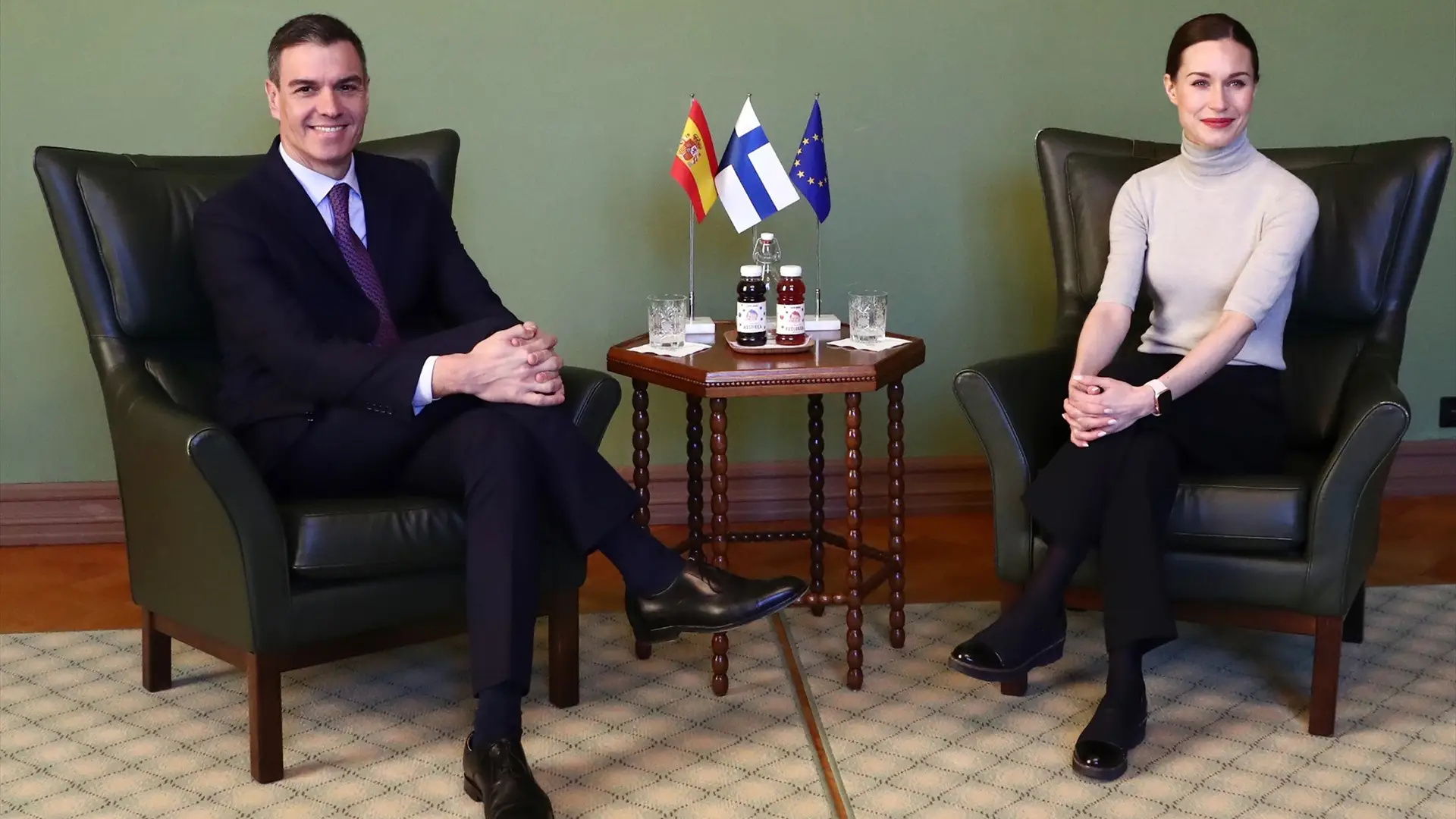 El presidente del Gobierno, Pedro Sánchez, y la primera ministra de Finlandia, Sanna Marin, reunidos en Helskinsi El presidente del Gobierno, Pedro Sánchez, y la primera ministra de Finlandia, Sanna Marin, reunidos en Helskinsi