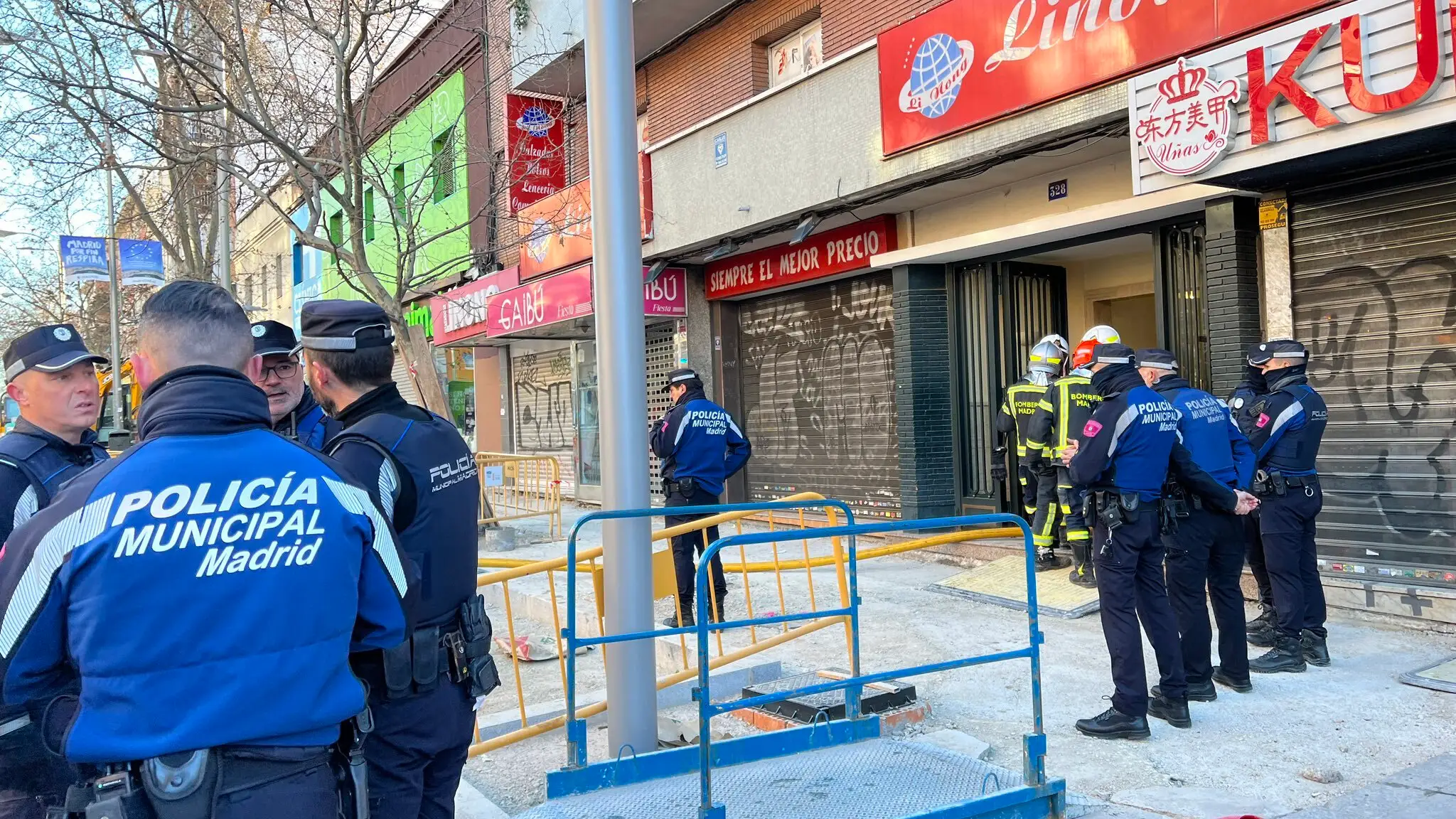 Lugar del incendio en Madrid