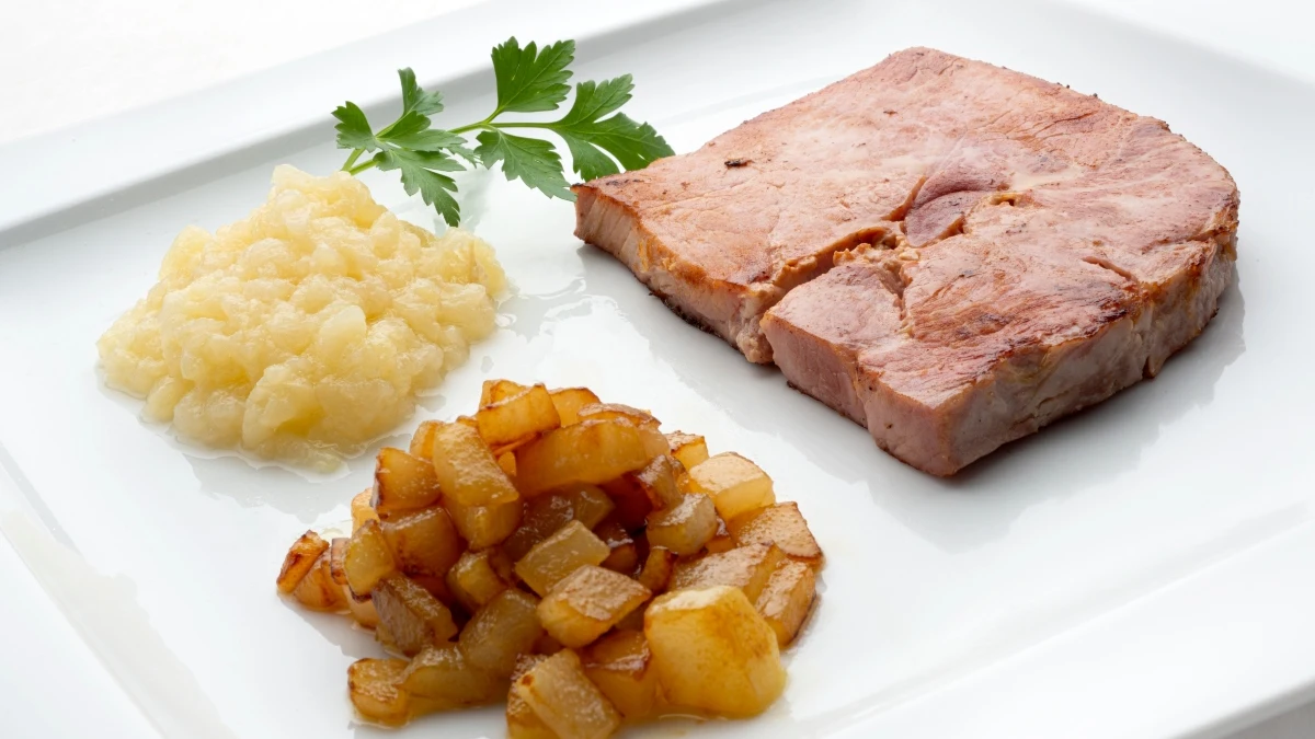 Una de las recetas m&aacute;s sencillas de Argui&ntilde;ano: jam&oacute;n cocido con pur&eacute; de pera
