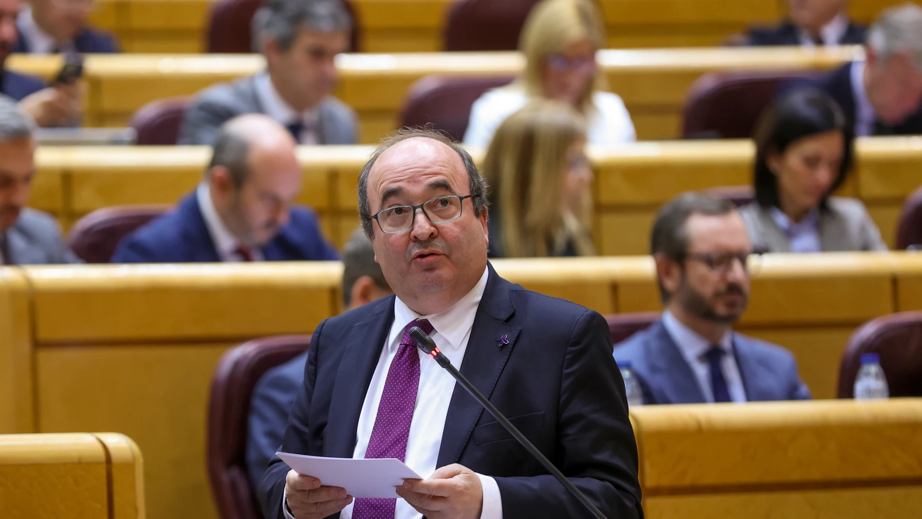 Miquel Iceta, en la sesión de control al Gobierno en el pleno del Senado