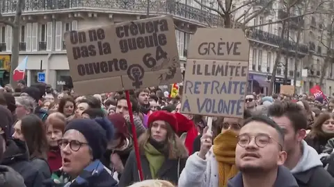 Manifestación en Francia por el sistema de pensiones