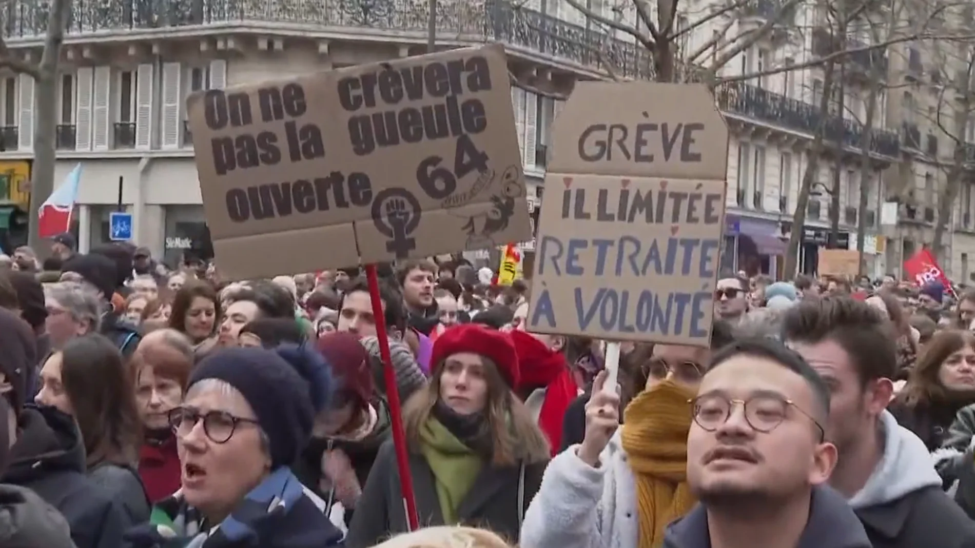 Manifestación en Francia por el sistema de pensiones