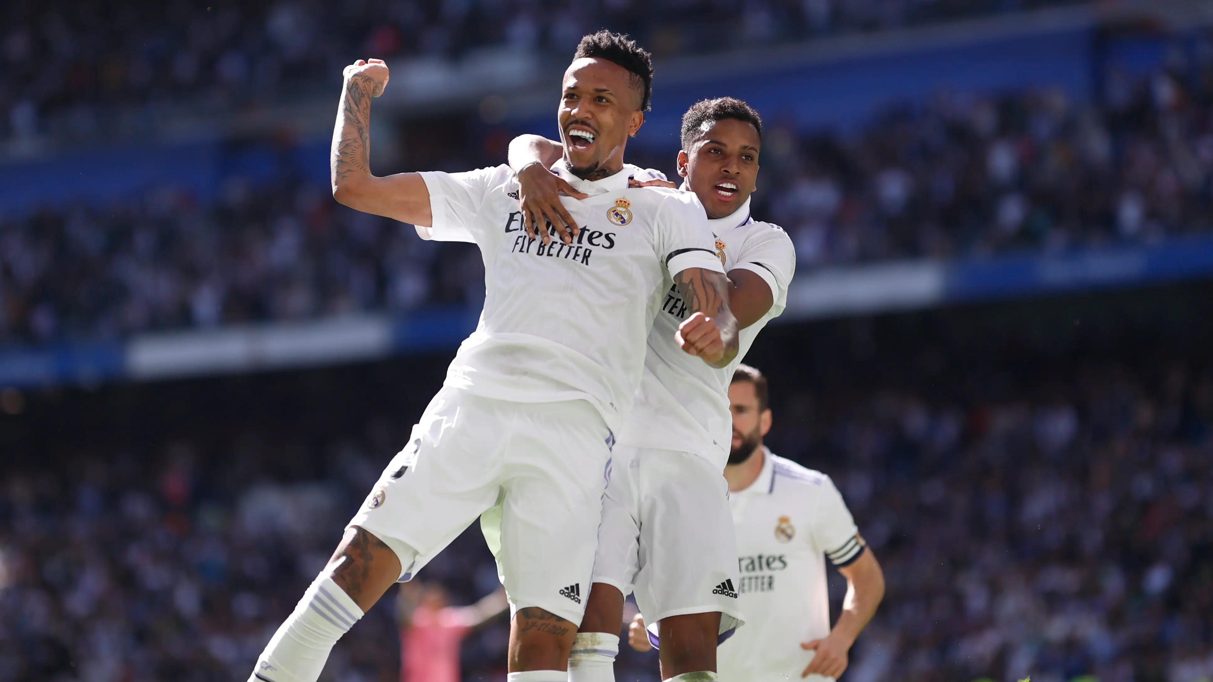 Militao celebra su gol de cabeza ante el Espanyol (2-1)