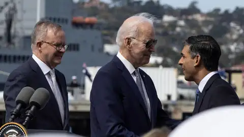 Anthony Albanese, Joe Biden y Rishi Sunak Anthony Albanese, Joe Biden y Rishi Sunak