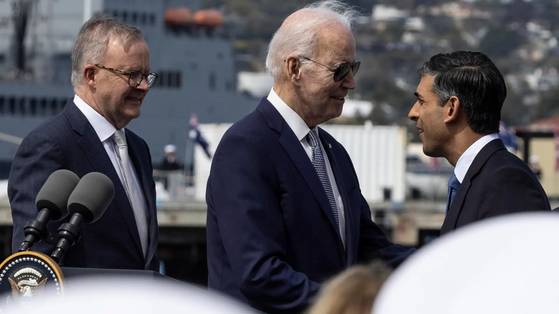 Anthony Albanese, Joe Biden y Rishi Sunak