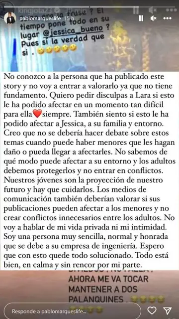 Pablo Marqués se pronuncia en Instagram Pablo Marqués se pronuncia en Instagram