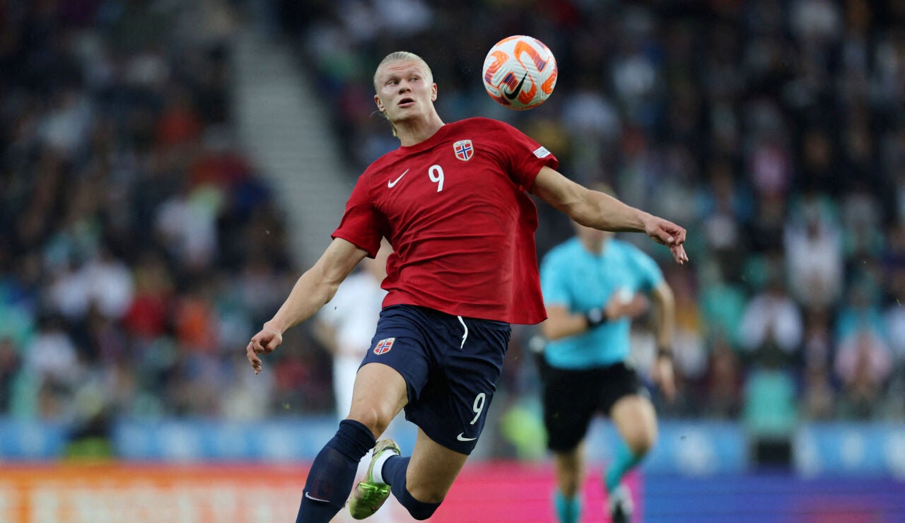 Erling Haaland, en un partido con Noruega