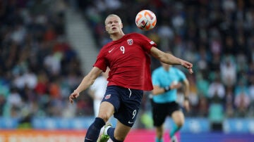 Erling Haaland, en un partido con Noruega