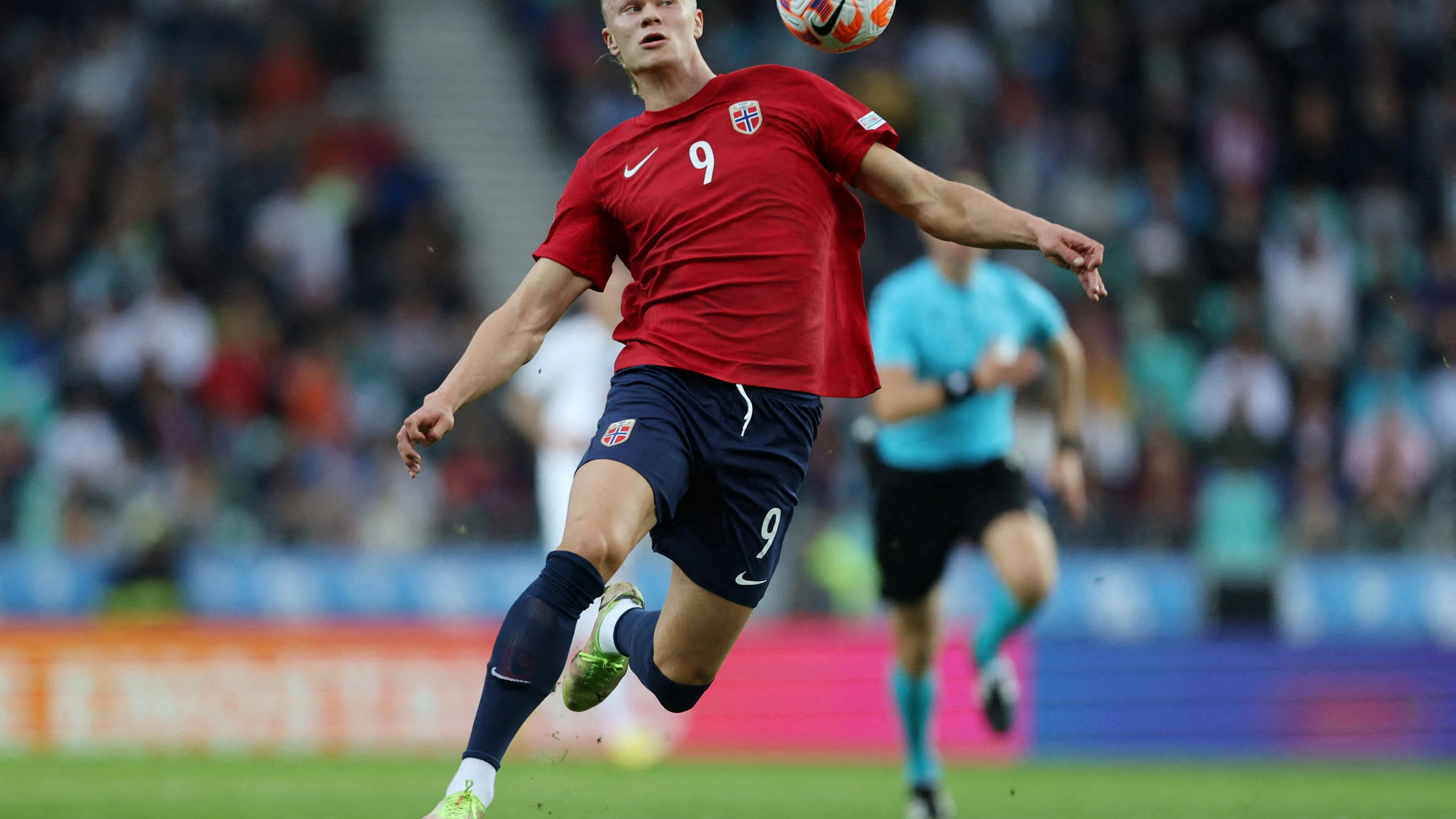 Erling Haaland, en un partido con Noruega