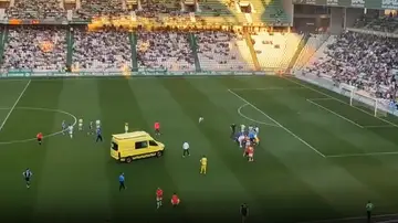 Evacuan en ambulancia a Dragiša Gudelj, hermano del jugador del Sevilla, tras desplomarse en un partido