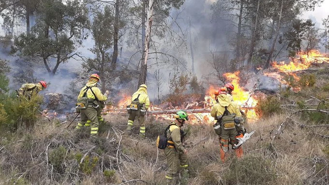 Varios bomberos trabajando en los incendios de Castellón Varios bomberos trabajando en los incendios de Castellón