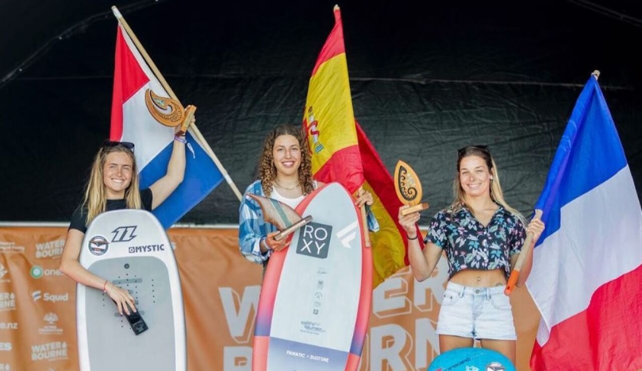 Nia Suardíaz, en el podio de la prueba celebrada en Nueva Zelanda