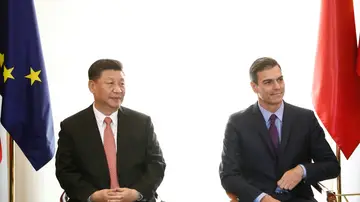 Pedro Sánchez y Xi Jinping en el Palacio de la Moncloa