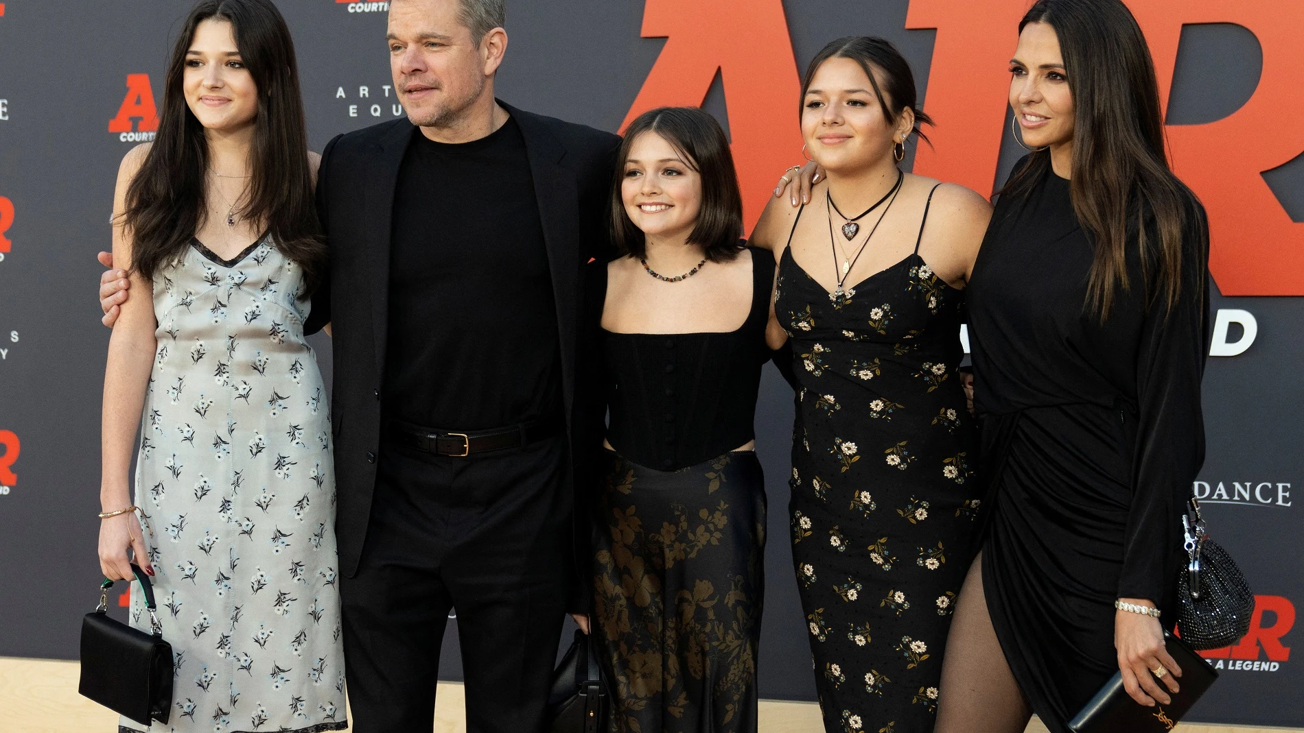 Matt Damon con su mujer y sus hijas
