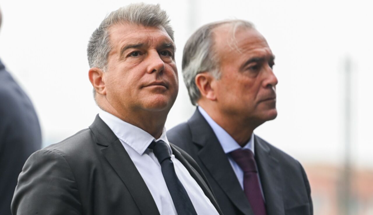 Joan Laporta, presidente del Barça y Rafael Yuste, vicepresidente deportivo 