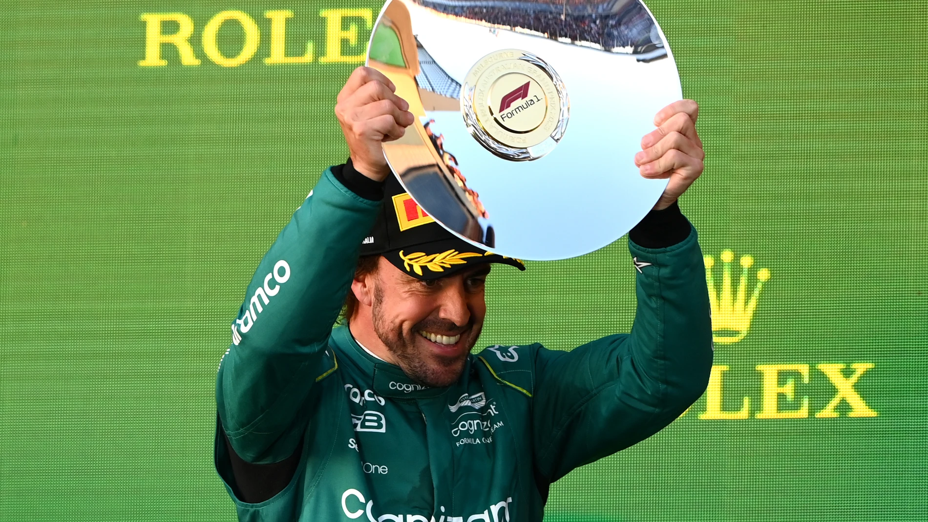 Fernando Alonso en el podio de Albert Park