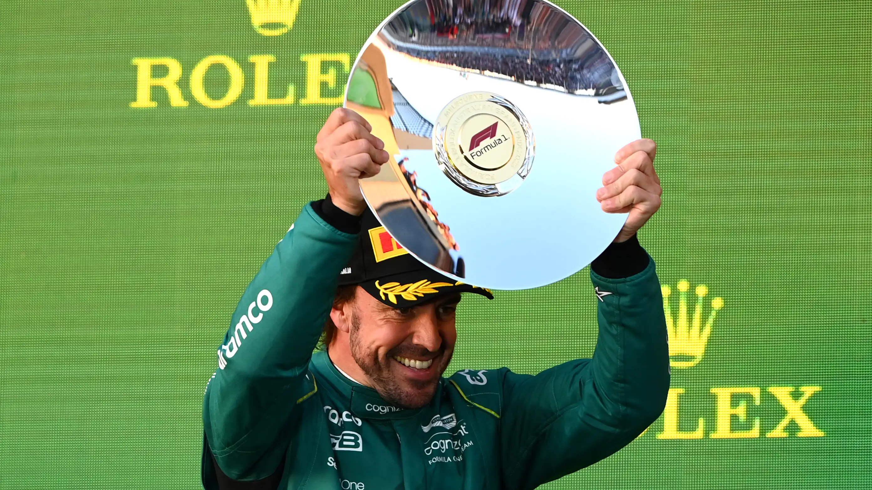 Fernando Alonso en el podio de Albert Park Fernando Alonso en el podio de Albert Park