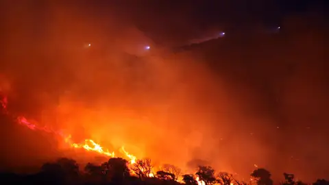 El incendio forestal en Tarifa (Cádiz).