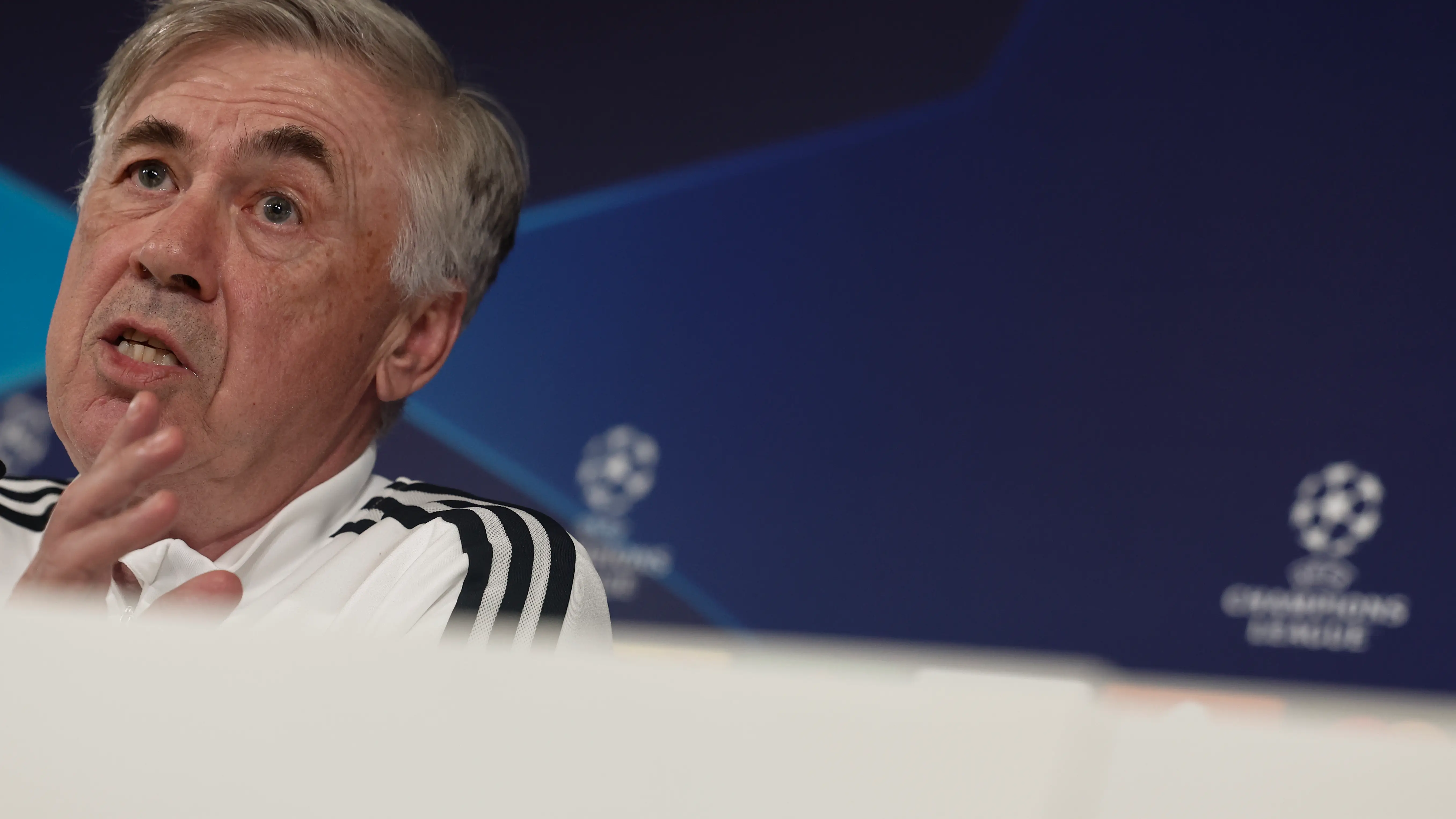 Carlo Ancelotti, en la rueda de prensa celebrada en Valdebebas