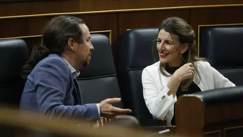 Imagen de archivo de Pablo Iglesias y Yolanda Díaz Imagen de archivo de Pablo Iglesias y Yolanda Díaz