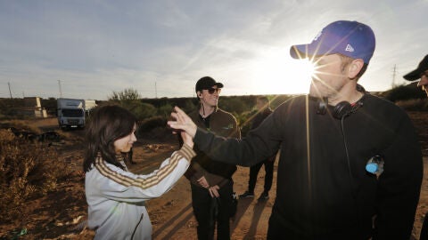 Elena Matic y Tomás Peña durante el rodaje