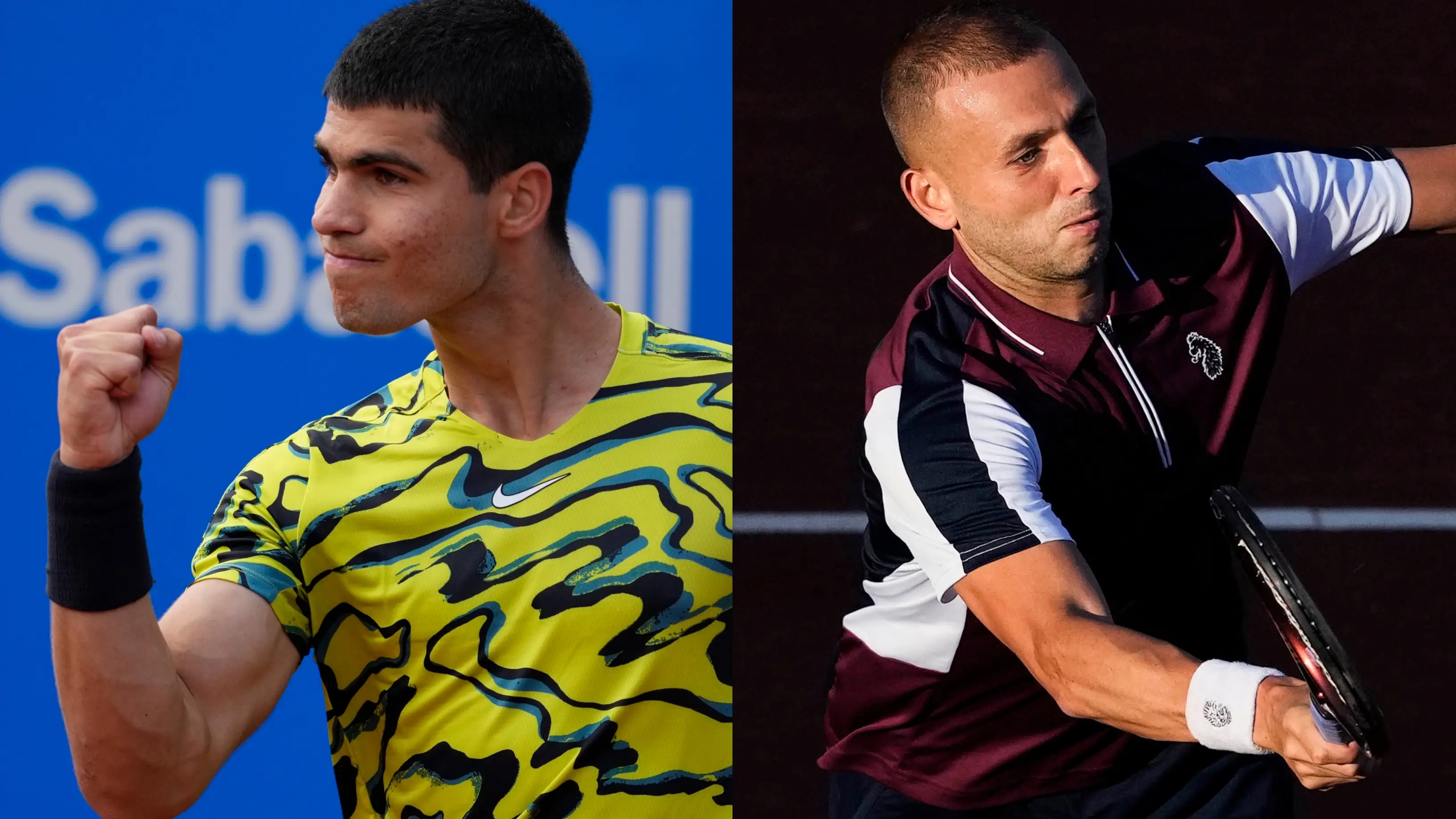 Carlos Alcaraz, izquierda y Daniel Evan, derecha, se enfrentarán en las semifinales del Conde de Godó Carlos Alcaraz, izquierda y Daniel Evan, derecha, se enfrentarán en las semifinales del Conde de Godó