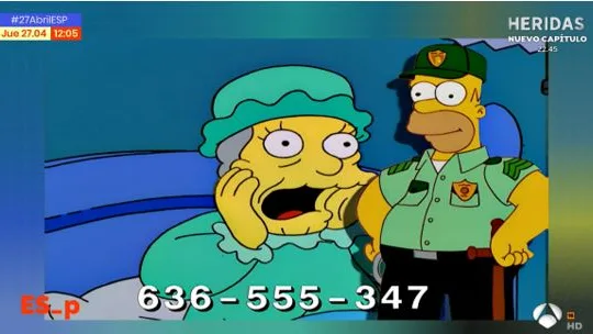 El teléfono de una empresa de Alcantarilla (Murcia), en Los Simpson El teléfono de una empresa de Alcantarilla (Murcia), en Los Simpson
