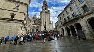 Peregrinos en Santiago de Compostela Galicia