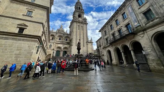 Peregrinos en Santiago de Compostela Galicia