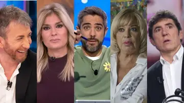 Pablo Motos, Sandra Golpe, Roberto Leal, Bárbara Rey y Manel Fuentes
