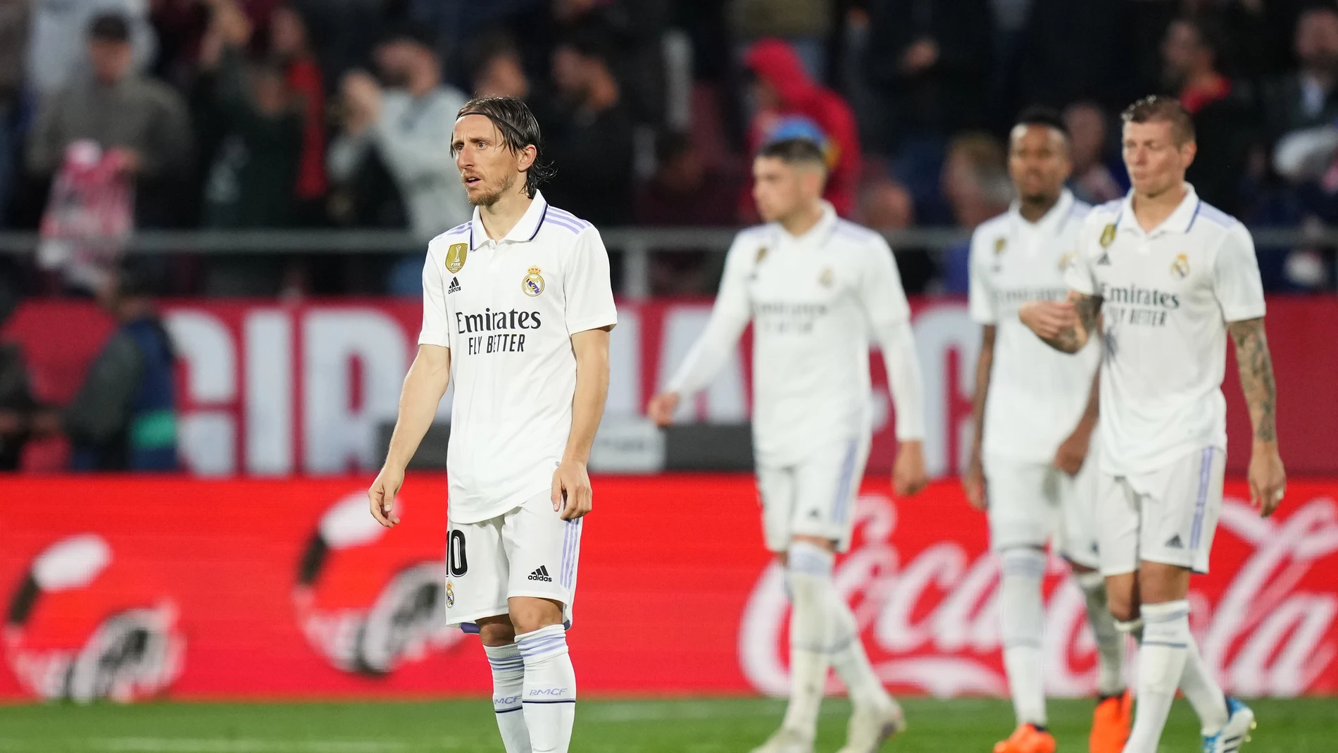 Modric se muestra contrariado tras encajar un gol ante el Girona en Liga