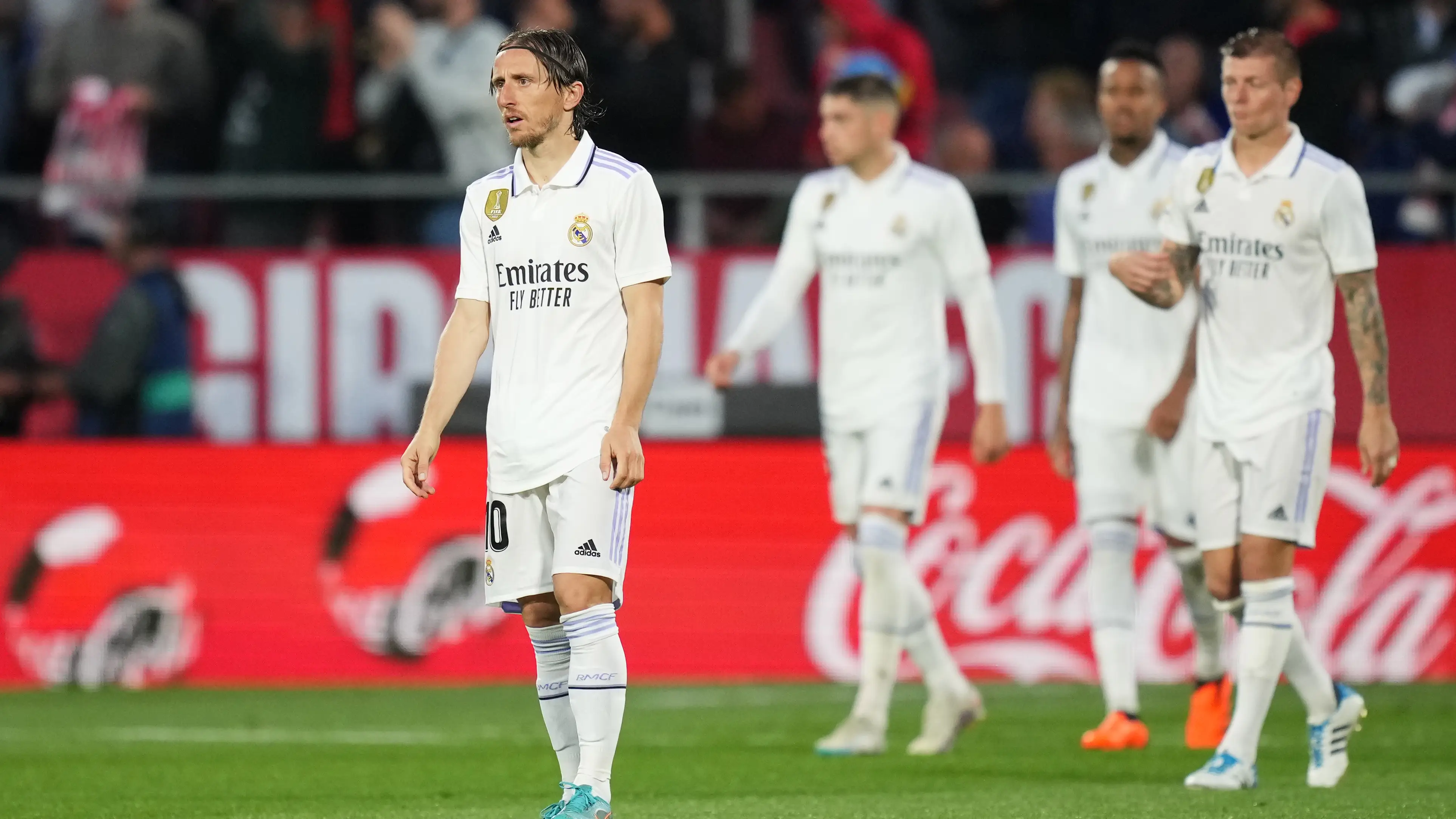 Modric se muestra contrariado tras encajar un gol ante el Girona en Liga