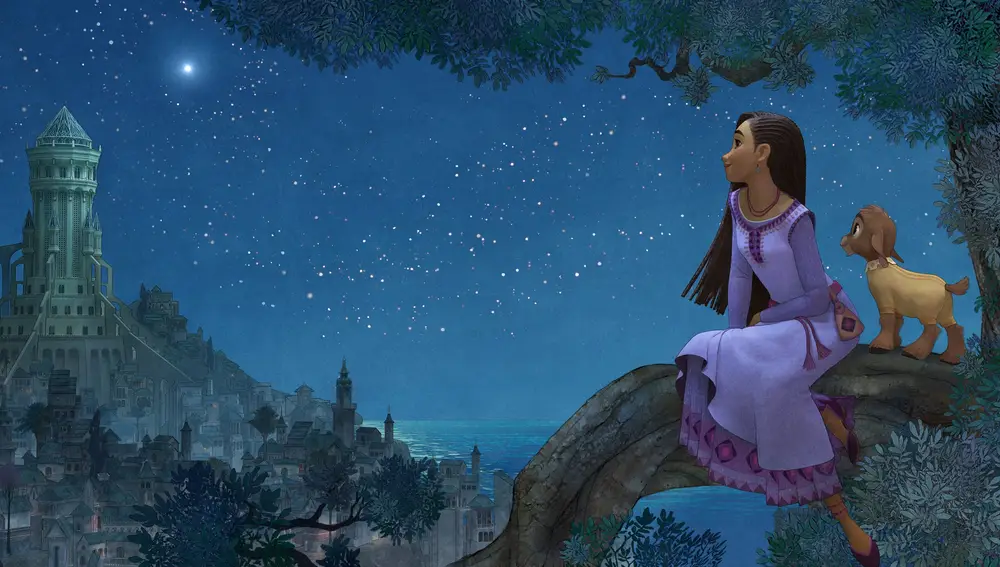 Asha y la cabra Valentino en la película de Disney 'Wish'