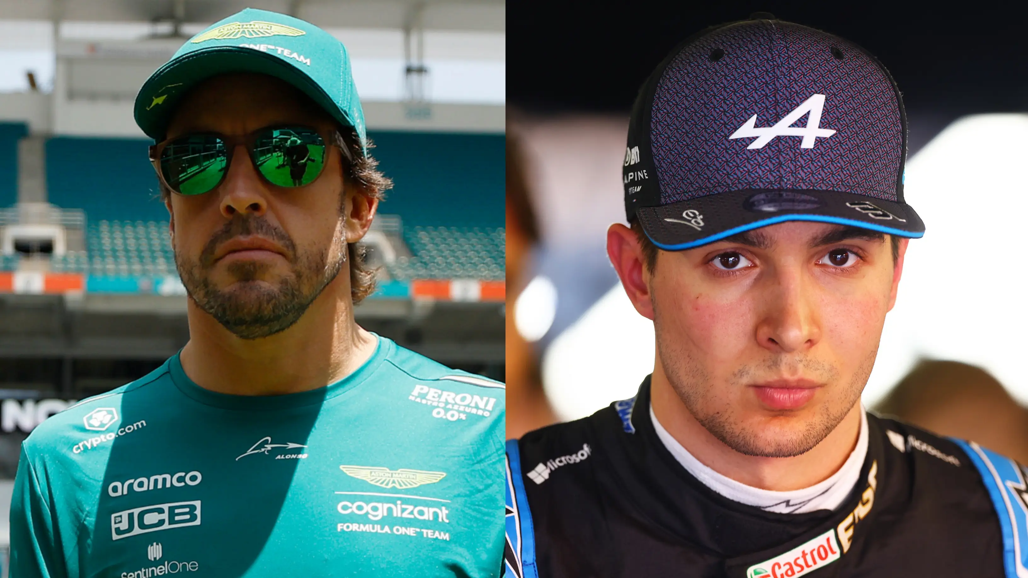 Fernando Alonso (Aston Martin) y Esteban Ocon (Alpine) Fernando Alonso (Aston Martin) y Esteban Ocon (Alpine)