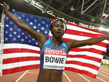 Tori Bowie en los Mundiales de atletismo en Londres