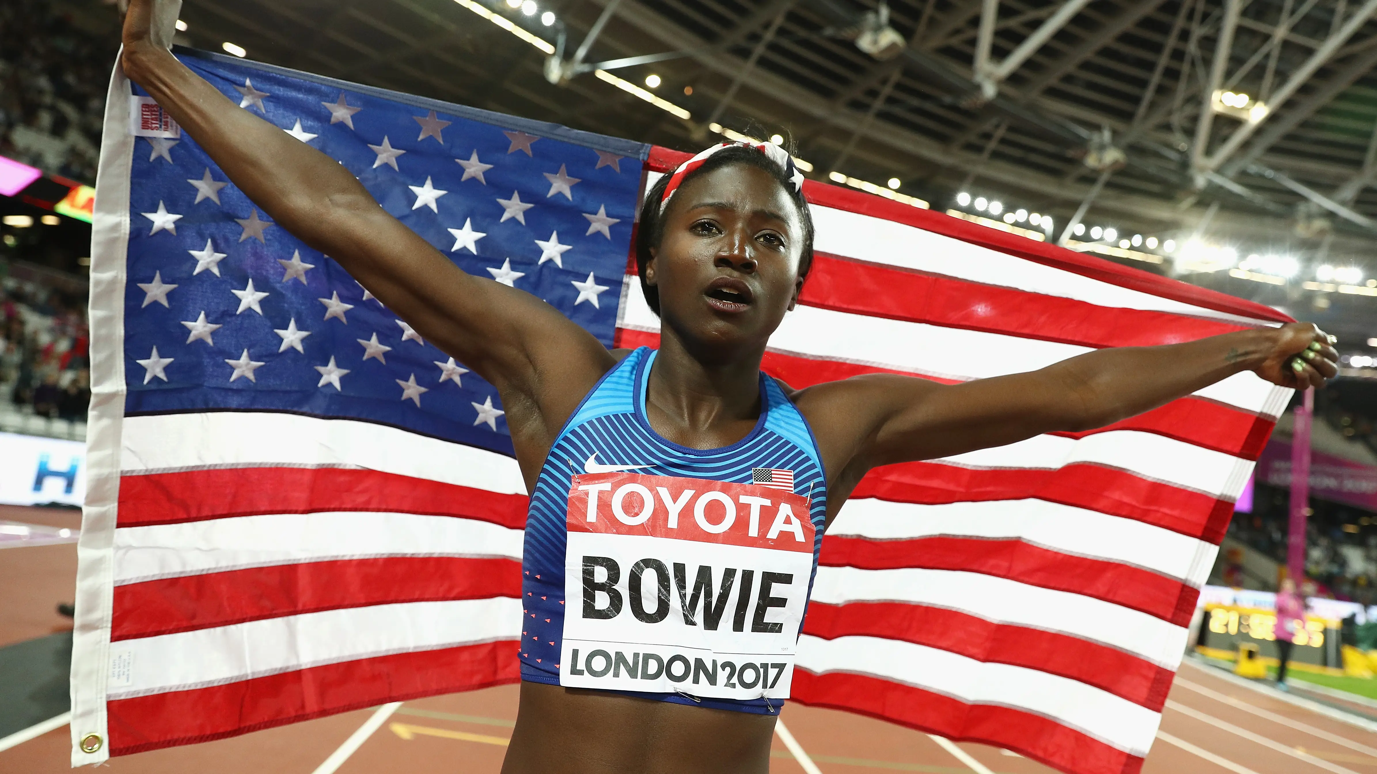 Tori Bowie en los Mundiales de atletismo en Londres