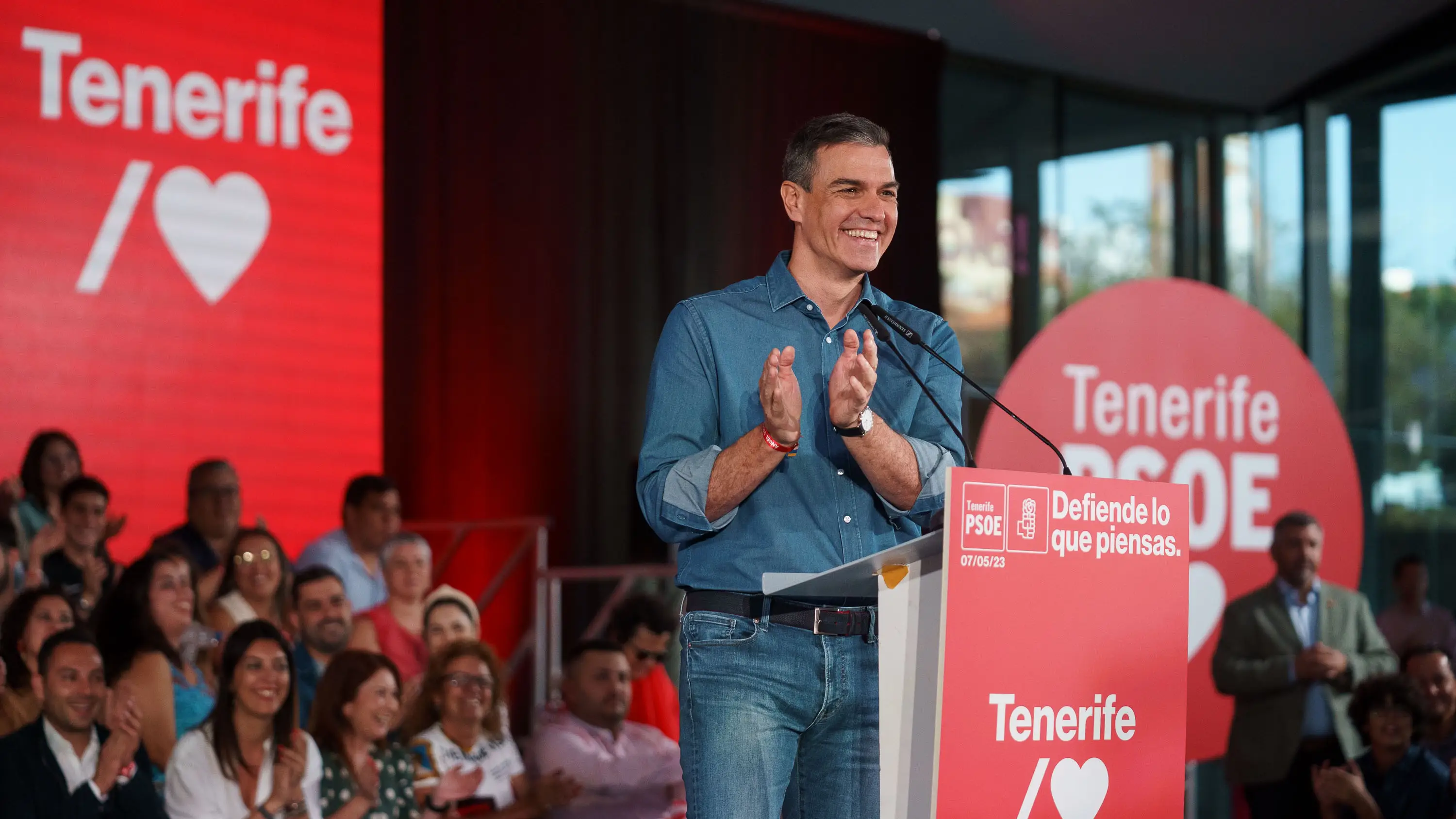El presidente del Gobierno de Espa&ntilde;a, Pedro S&aacute;nchez, durante el mitin 