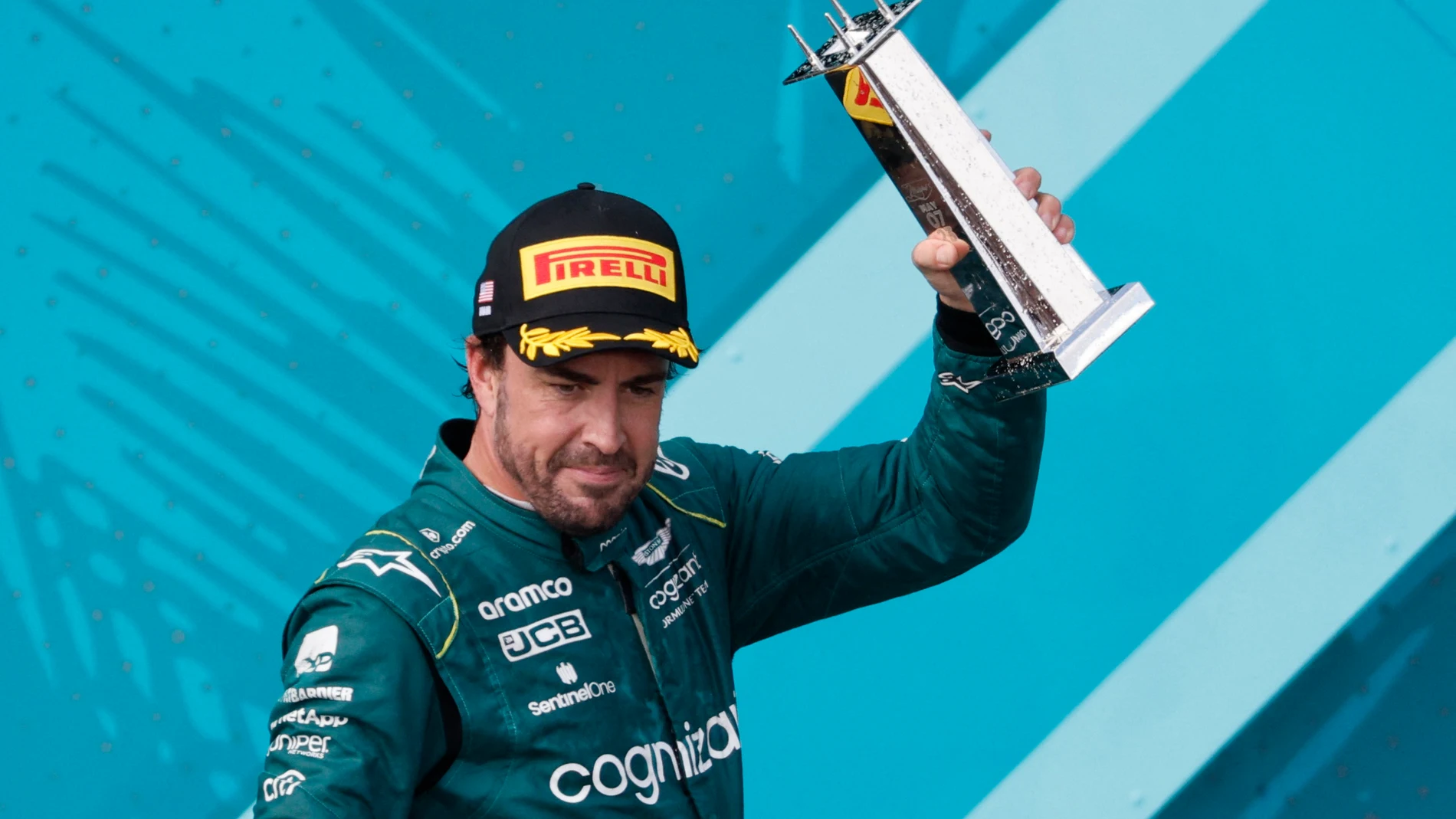 Fernando Alonso, en el podio del GP de Miami Fernando Alonso, en el podio del GP de Miami
